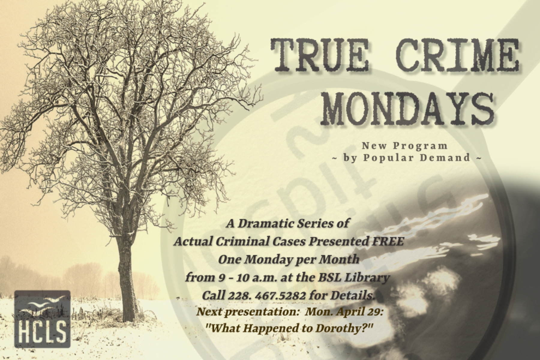 True Crime Monday flyer
