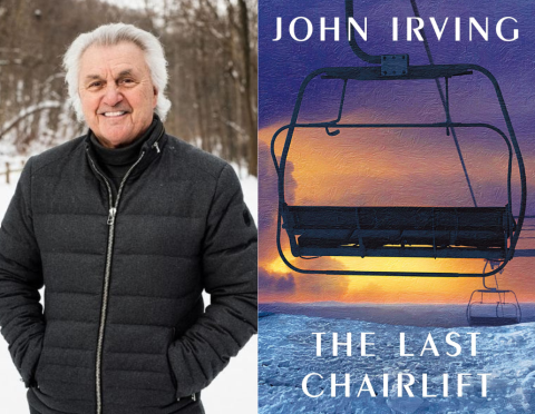 Image of John Irving and the cover of the book The Last Chairlift