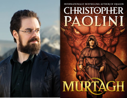 Image of author Christopher Paolini with book cover for Murtagh