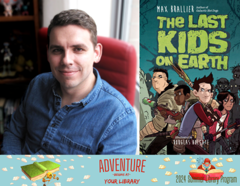 Max Brallier and cover of The Last Kids on Earth