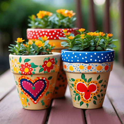 Painted flower pots