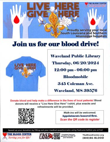 Promotional flyer for Blood Drive