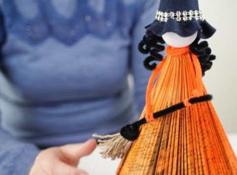 witch made out of folded paper