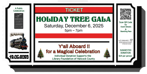 ticket announcing holiday tree gala