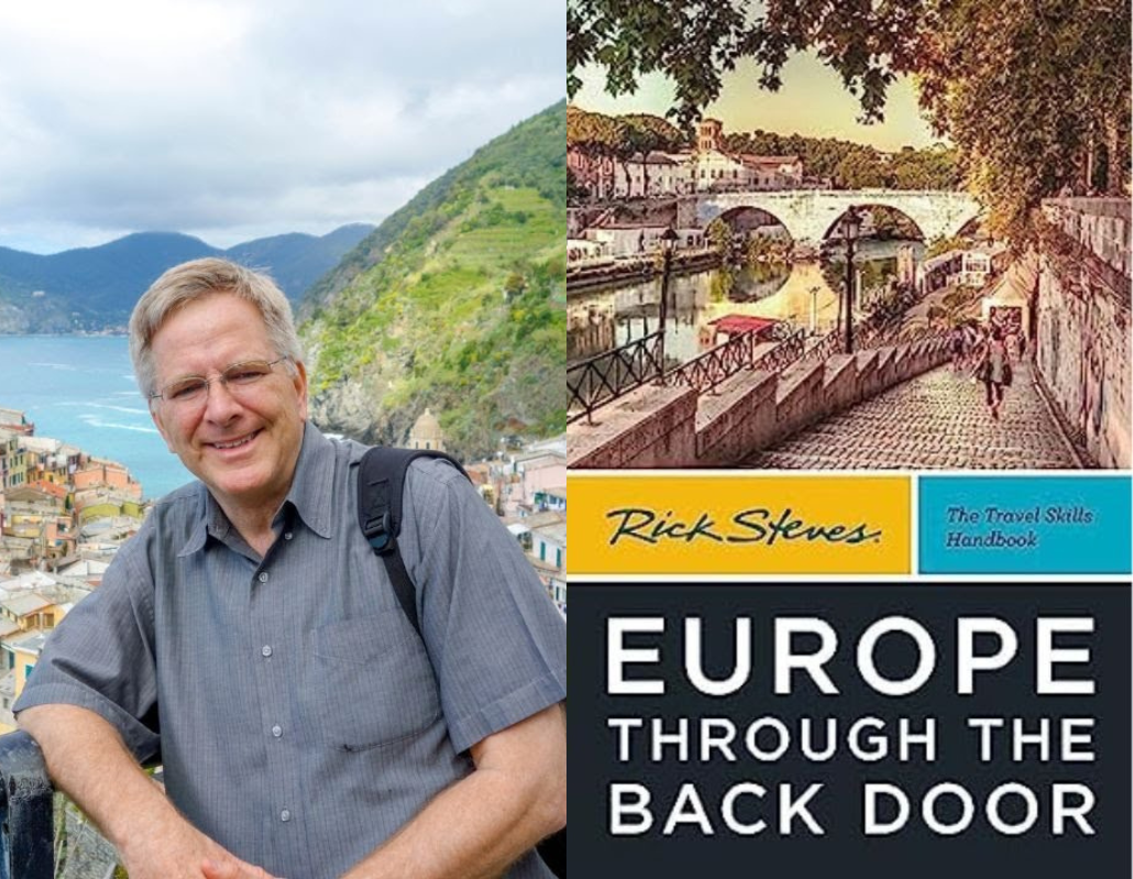 Image of Rick Steves and the cover of the book Europe Through The Back Door