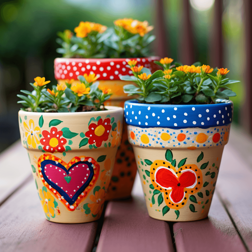 Painted flower pots