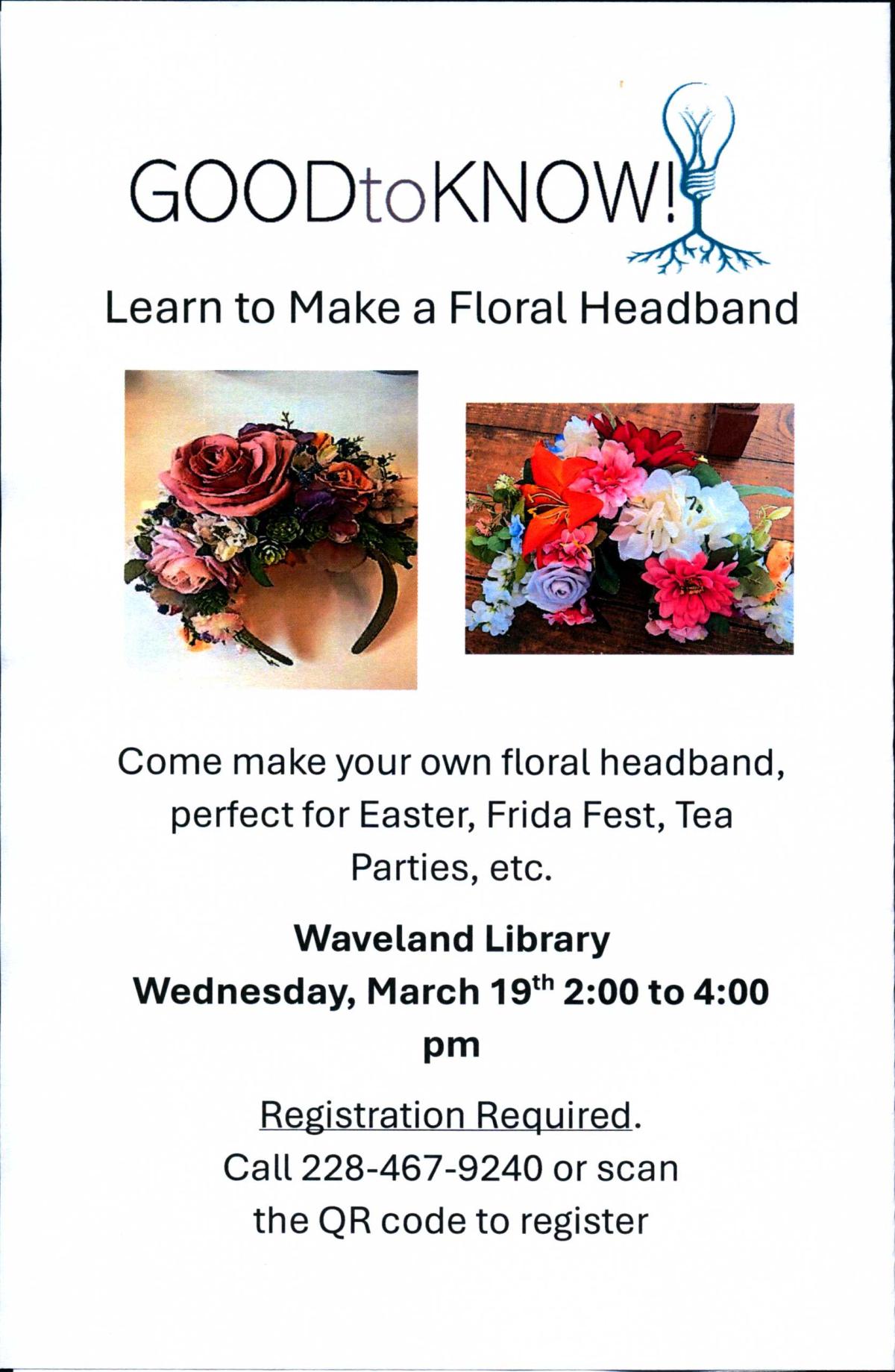 Flyer for Floral Headband Program