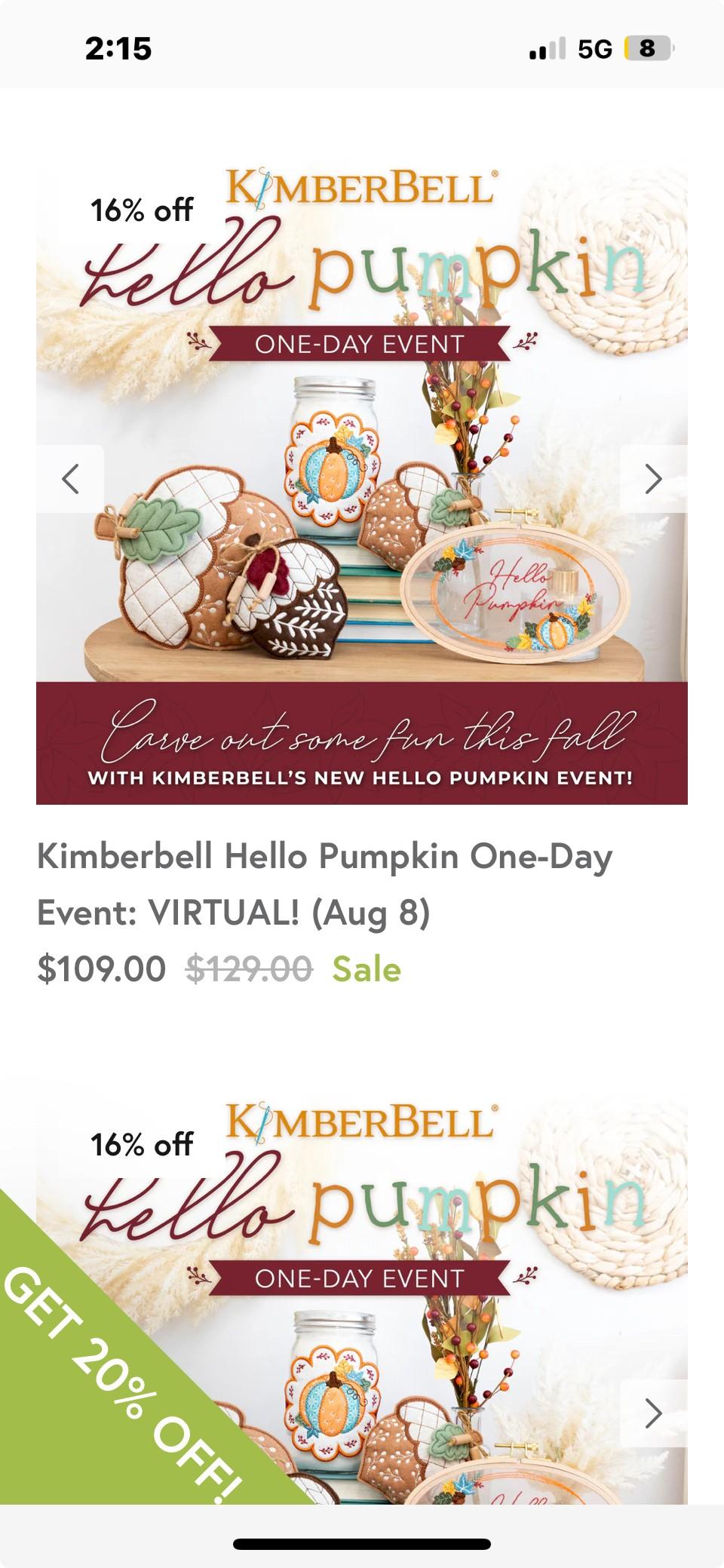 kimberbell brand embroidered pumpkin