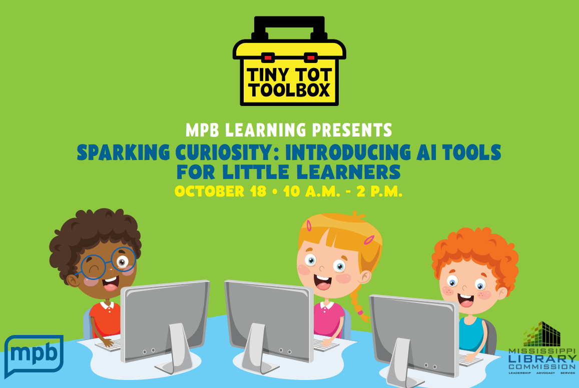 flier showing kids learning with technology to promote early education workshop